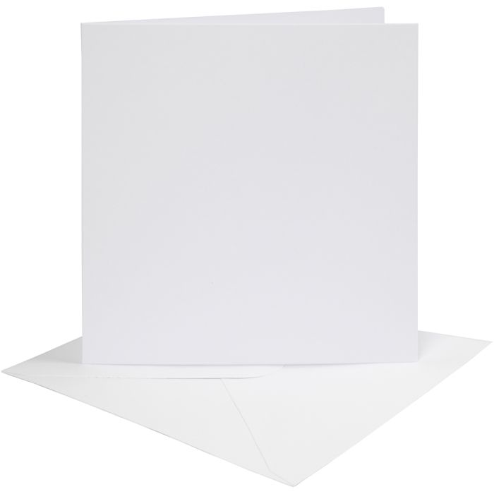 Korttipohja-/kirjekuoripakkaus, kortin koko 15,2x15,2 cm, kirjekuoren koko 16x16 cm, 230 g, valkoinen, 4 set/ 1 pkt