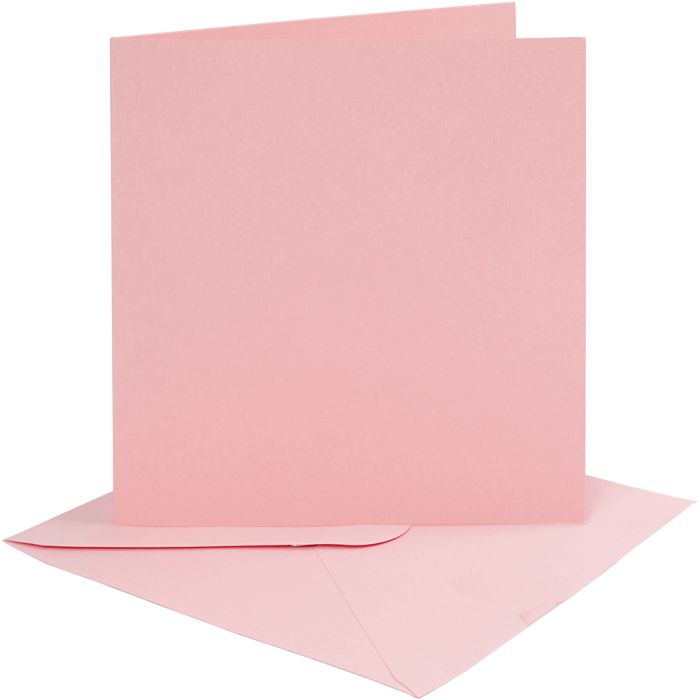 Korttipohja-/kirjekuoripakkaus, kortin koko 15,2x15,2 cm, kirjekuoren koko 16x16 cm, 220 g, rosa, 4 set/ 1 pkt