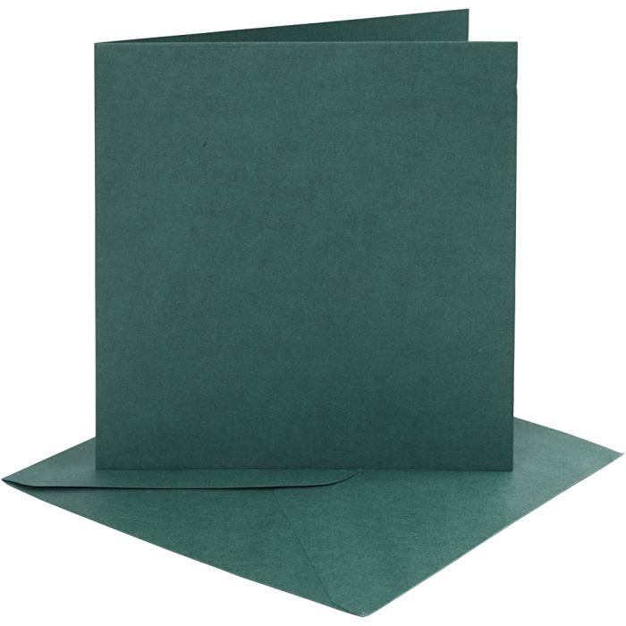 Korttipohja-/kirjekuoripakkaus, kortin koko 15,2x15,2 cm, kirjekuoren koko 16x16 cm, 230 g, tummanvihreä, 4 set/ 1 pkt