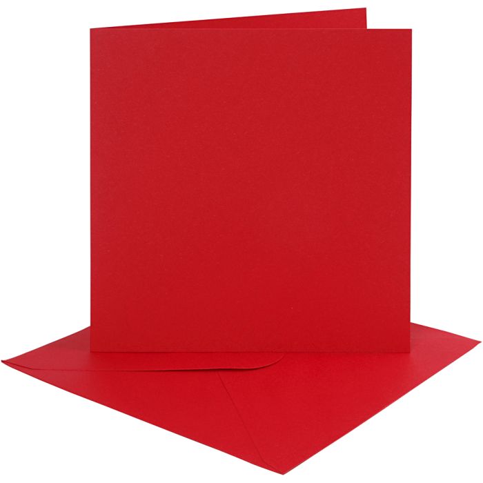 Korttipohja-/kirjekuoripakkaus, kortin koko 15,2x15,2 cm, kirjekuoren koko 16x16 cm, 230 g, punainen, 4 set/ 1 pkt