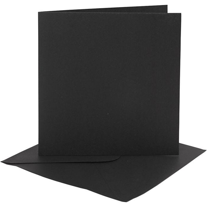 Korttipohja-/kirjekuoripakkaus, kortin koko 15,2x15,2 cm, kirjekuoren koko 16x16 cm, 230 g, musta, 4 set/ 1 pkt