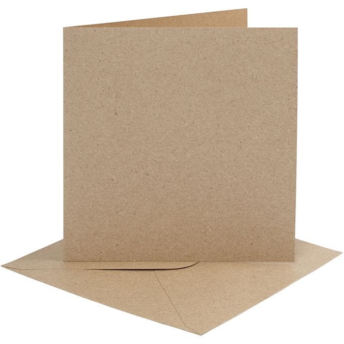 Korttipohja-/kirjekuoripakkaus, kortin koko 15,2x15,2 cm, kirjekuoren koko 16x16 cm, 230 g, luonnonrusk., 4 set/ 1 pkt