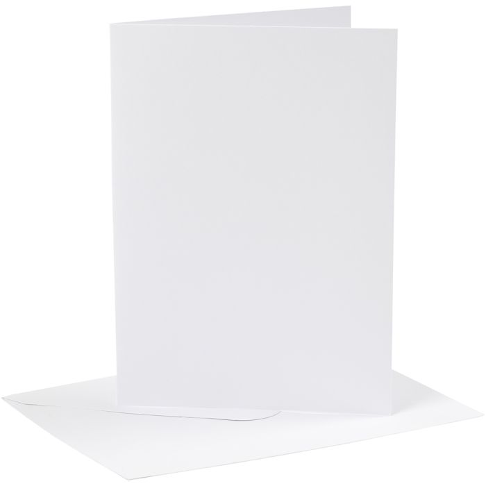 Korttipohja-/kirjekuoripakkaus, kortin koko 12,7x17,8 cm, kirjekuoren koko 13,3x18,5 cm, 230 g, valkoinen, 4 set/ 1 pkt