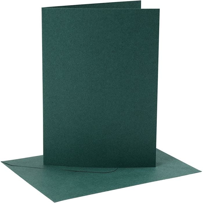Korttipohja-/kirjekuoripakkaus, kortin koko 12,7x17,8 cm, kirjekuoren koko 13,3x18,5 cm, 230 g, tummanvihreä, 4 set/ 1 pkt