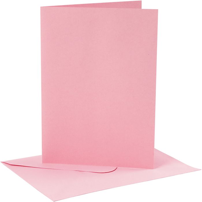 Korttipohja-/kirjekuoripakkaus, kortin koko 12,7x17,8 cm, kirjekuoren koko 13,3x18,5 cm, 220 g, rosa, 4 set/ 1 pkt