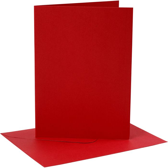 Korttipohja-/kirjekuoripakkaus, kortin koko 12,7x17,8 cm, kirjekuoren koko 13,3x18,5 cm, 230 g, punainen, 4 set/ 1 pkt