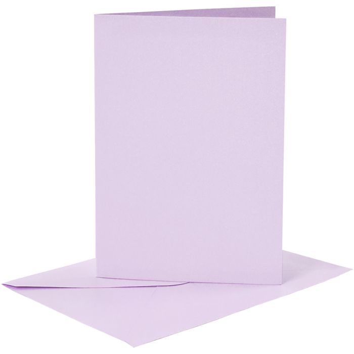 Korttipohja-/kirjekuoripakkaus, kortin koko 10,5x15 cm, kirjekuoren koko 11,5x16,5 cm, 120+210 g, vaaleanvioletti, 6 set/ 1 pkt