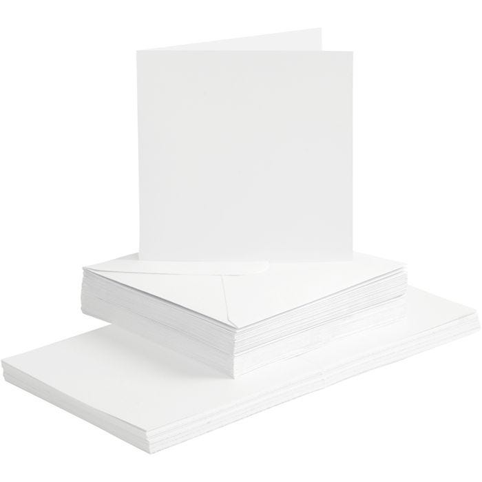 Korttipohja-/kirjekuoripakkaus, kortin koko 15x15 cm, kirjekuoren koko 16x16 cm, 120+240 g, valkoinen, 50set/ 1 pkt