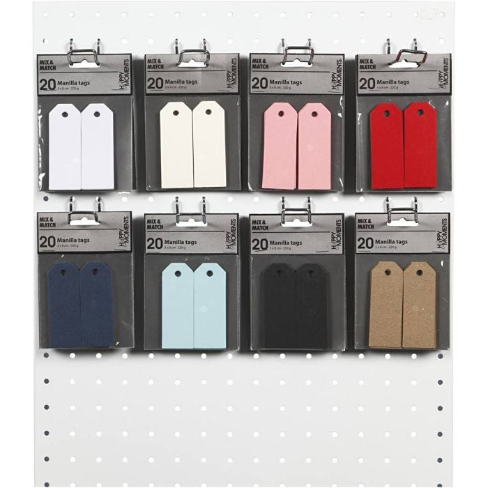 Manillaetiketit, koko 3x8 cm, 220 g, värilajitelma, 8x10 pkk/ 1 pkt