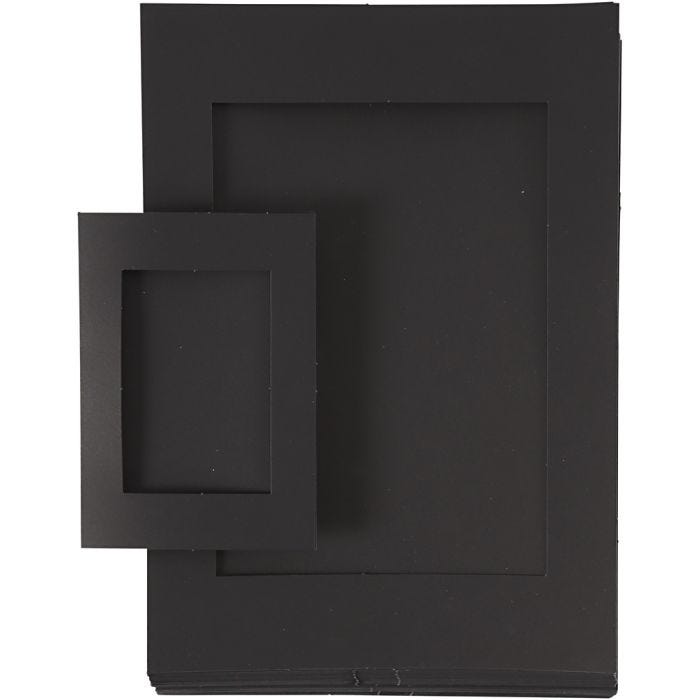 Passepartoutkehykset, koko A4+A6, 180 g, musta, 2x60 kpl/ 1 pkt