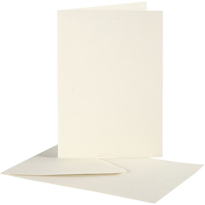 Korttipohjat kirjekuorineen, kortin koko 10,5x15 cm, kirjekuoren koko 11,5x16,5 cm, luonnonvalkonen, 10 set/ 1 pkt