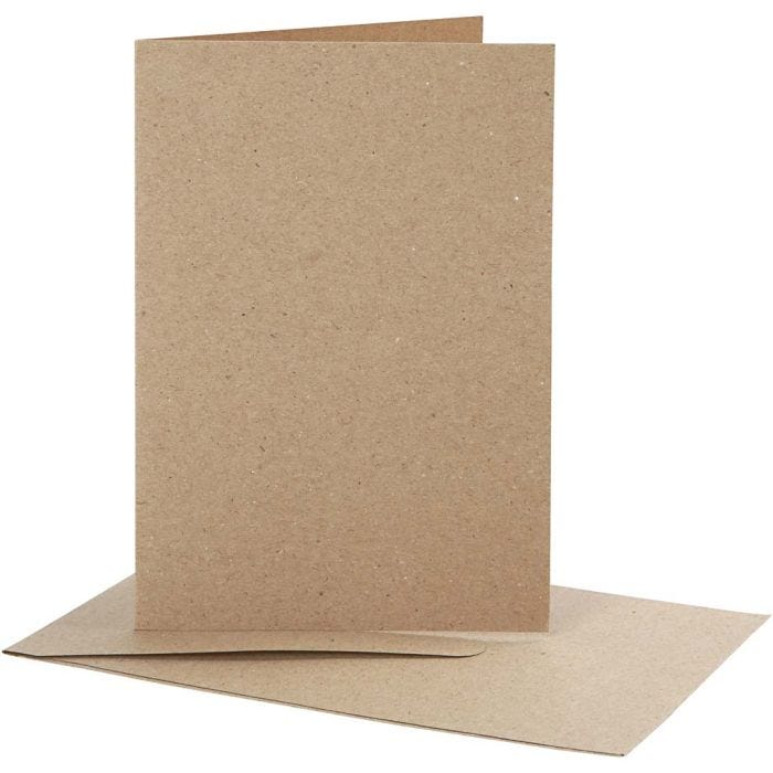 Korttipohjat kirjekuorineen, kortin koko 10,5x15 cm, kirjekuoren koko 11,5x16,5 cm, luonnonrusk., 10 set/ 1 pkt