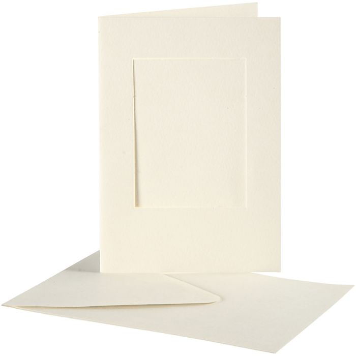 Korttipohjat kirjekuorineen, suorakaide, kortin koko 10,5x15 cm, kirjekuoren koko 11,5x16,5 cm, luonnonvalkonen, 10 set/ 1 pkt
