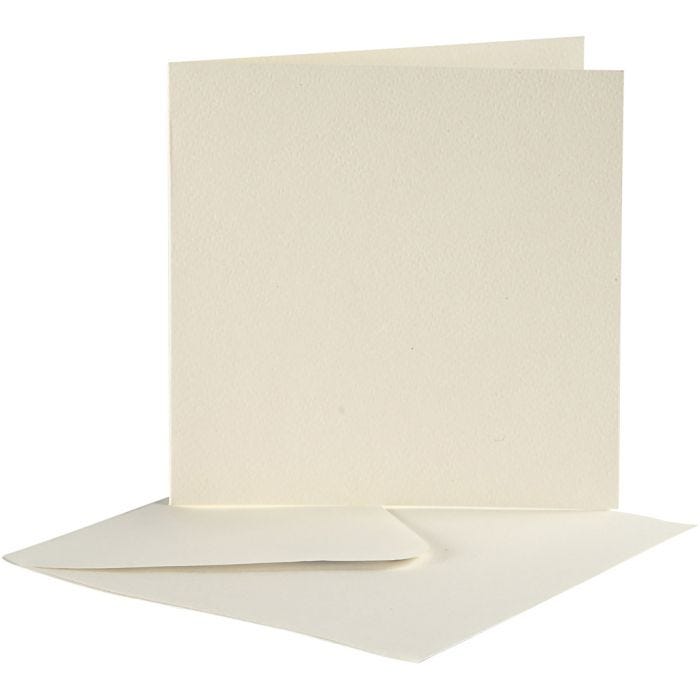 Korttipohjat kirjekuorineen, kortin koko 12,5x12,5 cm, kirjekuoren koko 13,5x13,5 cm, luonnonvalkonen, 10 set/ 1 pkk