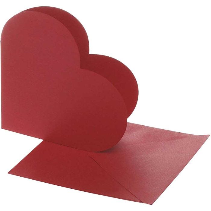 Korttipohjat kirjekuorineen, kortin koko 12,5x12,5 cm, kirjekuoren koko 13,5x13,5 cm, punainen, 10 set/ 1 pkt