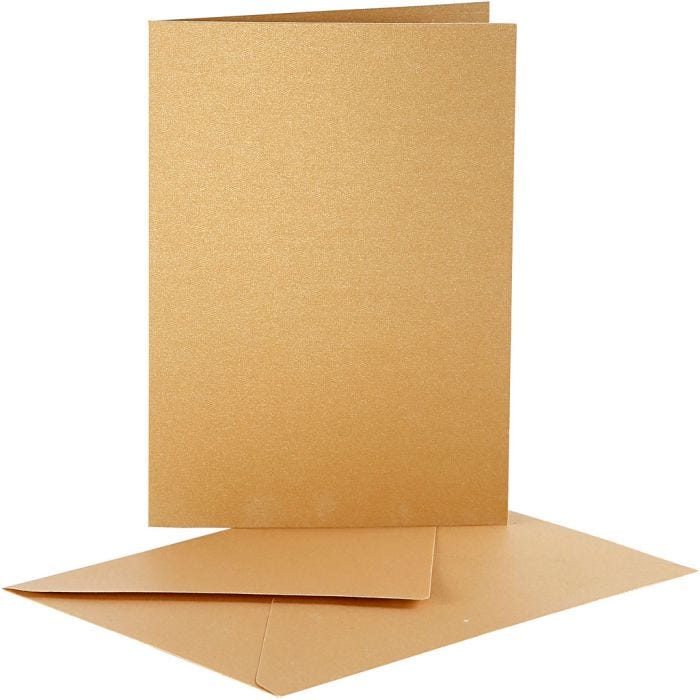 Helmiäiskortti-/kirjekuoripakkaus, kortin koko 10,5x15 cm, kirjekuoren koko 11,5x16,5 cm, kulta, 10 set/ 1 pkt