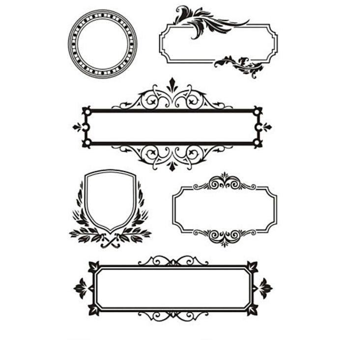 Kirkkaat leimasimet, Kehykset ornamenteilla, arkki 11x15,5 cm, 1 ark