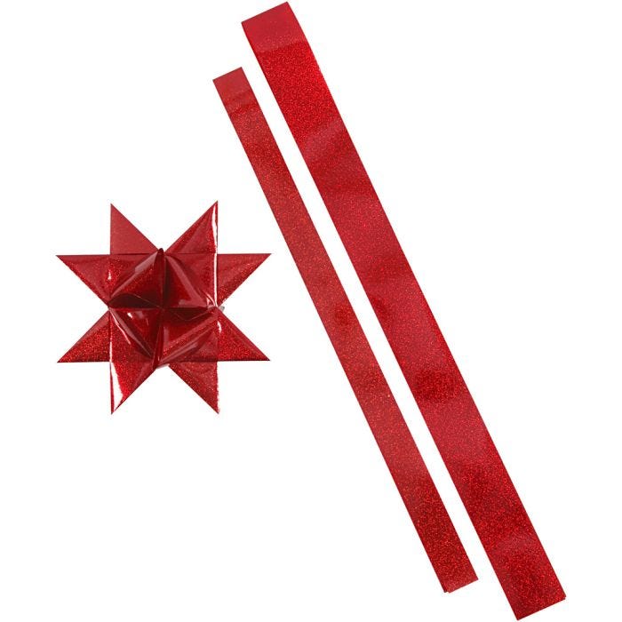 Paperisuikaleet, Pit. 86+100 cm, halk. 11,5+18,5 cm, Lev: 25+40 mm, punainen, glitter punainen, 16 suikaleet/ 1 pkt