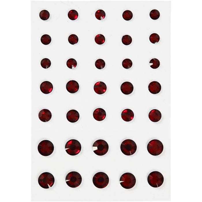 Akryylitimantit, pyöreä kartio, koko 6+8+10 mm, punainen, 35 kpl/ 1 pkt