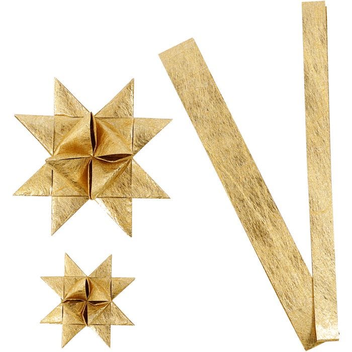 Paperitähtisuikaleet, Pit. 44+78 cm, Lev: 15+25 mm, halk. 6,5+11,5 cm, kulta, 32 suikaleet/ 1 pkt