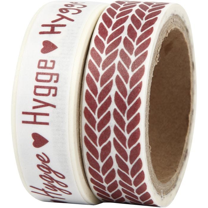 Washi-teippi, hygge ja palmikot, Lev: 15 mm, 2x5 m/ 1 pkt