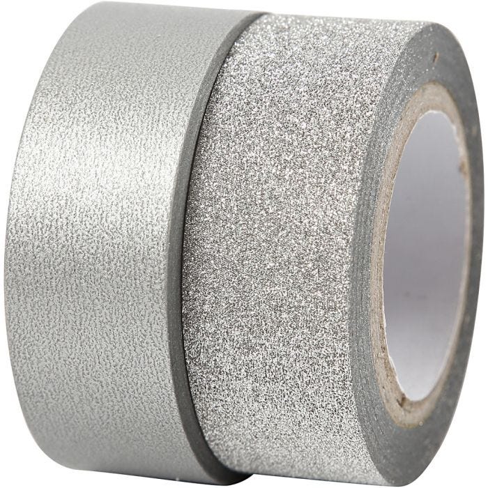 Design-teippi, Lev: 15 mm, hopea, 2 rll/ 1 pkt