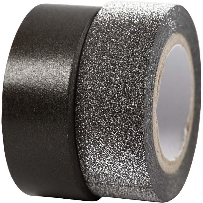 Design-teippi, Lev: 15 mm, musta, 2 rll/ 1 pkt