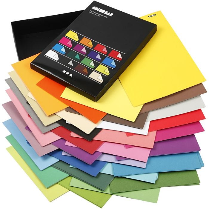 Color Bar-Paperilajitelma, A4, arkki 210x297 mm, 100 g, värilajitelma, 16x10ark/ 1 pkt
