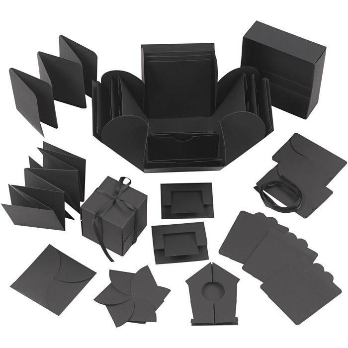 Yllätysrasia, koko 7x7x7,5+12x12x12 cm, musta, 1 kpl