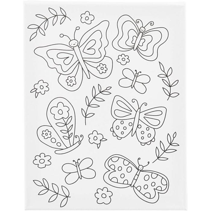 Printtikuvioitu maalauspohja, Perhoset, S: 1,6 cm, koko 24x30 cm, 360 g, 1 kpl