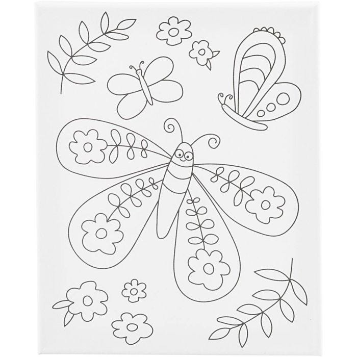 Printtikuvioitu maalauspohja, Iso perhonen, S: 1,6 cm, koko 24x30 cm, 360 g, 1 kpl