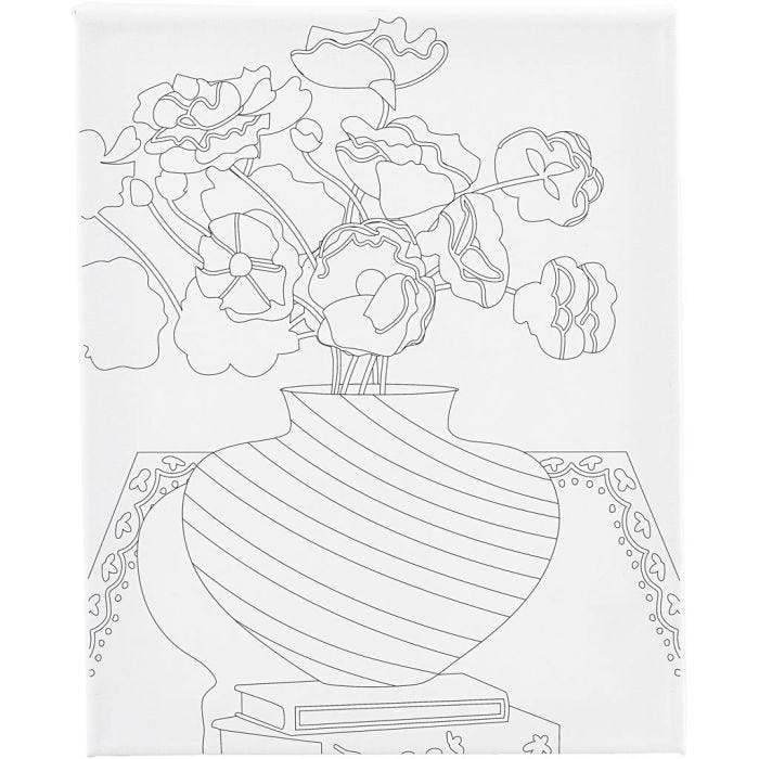Printtikuvioitu maalauspohja, Kimppu maljakossa, S: 1,6 cm, koko 24x30 cm, 360 g, 1 kpl