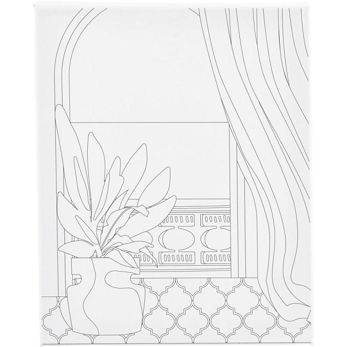 Printtikuvioitu maalauspohja, Ikkuna, S: 1,6 cm, koko 24x30 cm, 360 g, 1 kpl