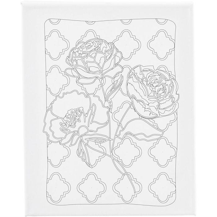 Printtikuvioitu maalauspohja, Ruusut, S: 1,6 cm, koko 24x30 cm, 360 g, 1 kpl
