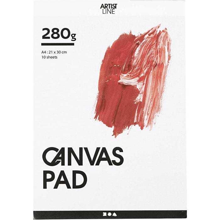 Canvaslehtiö, A4, arkki 210x297 mm, 280 g, valkoinen, 10 ark/ 1 kpl