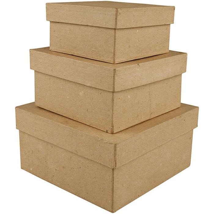 Pahvirasialajitelma, Kork. 5+6+7,5 cm, koko 10+12,5+15 cm, 3 kpl/ 1 set
