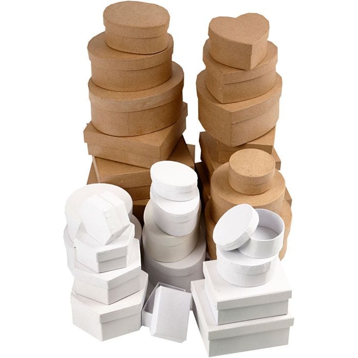 Pahvirasialajitelma, koko 6,5-18 cm, ruskea, valkoinen, 30 kpl/ 1 set