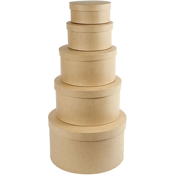 Hatturasialajitelma, Kork. 8+10+13+15+19 cm, halk. 16,5+18,5+24+28,5+35,5 cm, 5 kpl/ 1 set