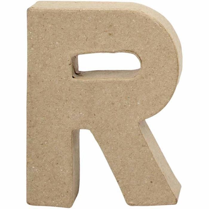 Pahvikirjain, R, Kork. 10 cm, Lev: 7,5 cm, paksuus 1,7 cm, 1 kpl