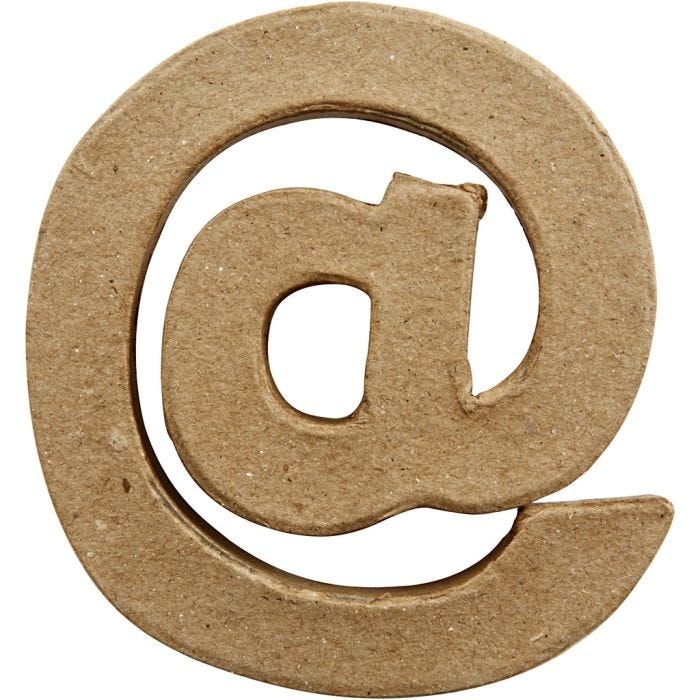 Merkki, @, Kork. 10 cm, Lev: 9 cm, paksuus 1,7 cm, 1 kpl