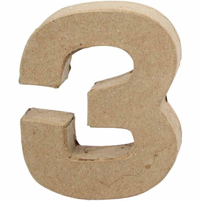 Pahvinumero, 3, Kork. 10 cm, Lev: 8 cm, paksuus 1,7 cm, 1 kpl