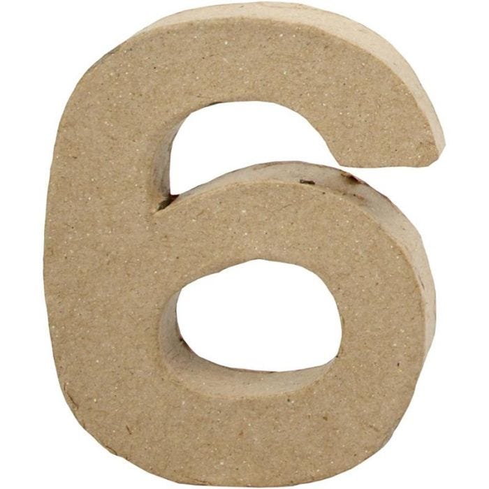 Pahvinumero, 6, Kork. 10 cm, Lev: 8,2 cm, paksuus 1,7 cm, 1 kpl