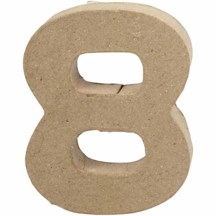 Pahvinumero, 8, Kork. 10 cm, Lev: 7,6 cm, paksuus 1,7 cm, 1 kpl