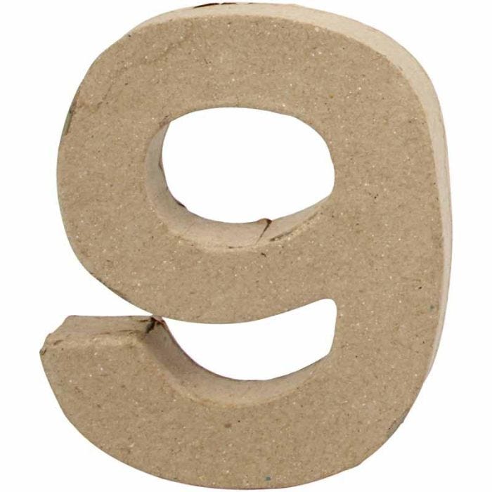 Pahvinumero, 9, Kork. 10 cm, Lev: 8,5 cm, paksuus 1,7 cm, 1 kpl