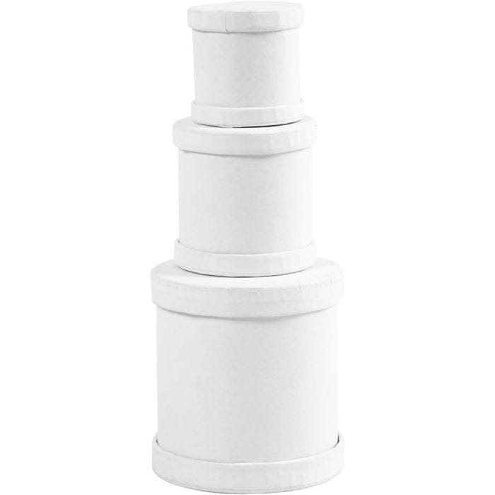 Rumpurasiat, Kork. 4+5+7 cm, halk. 4+5+6,5 cm, valkoinen, 1 set