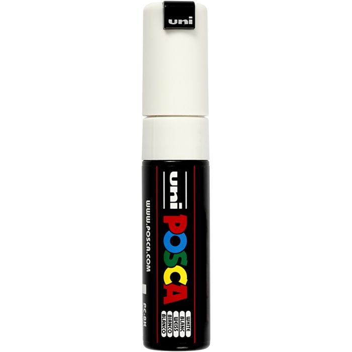 Posca Marker, PC-8K, paksuus 8 mm, broad, valkoinen, 1 kpl