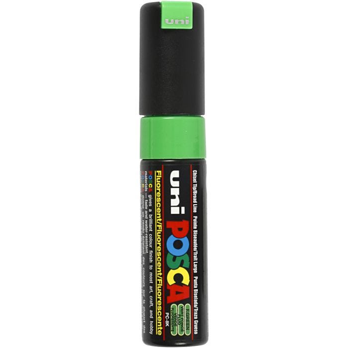 Posca Marker, PC-8K, paksuus 8 mm, broad, fluo green, 1 kpl