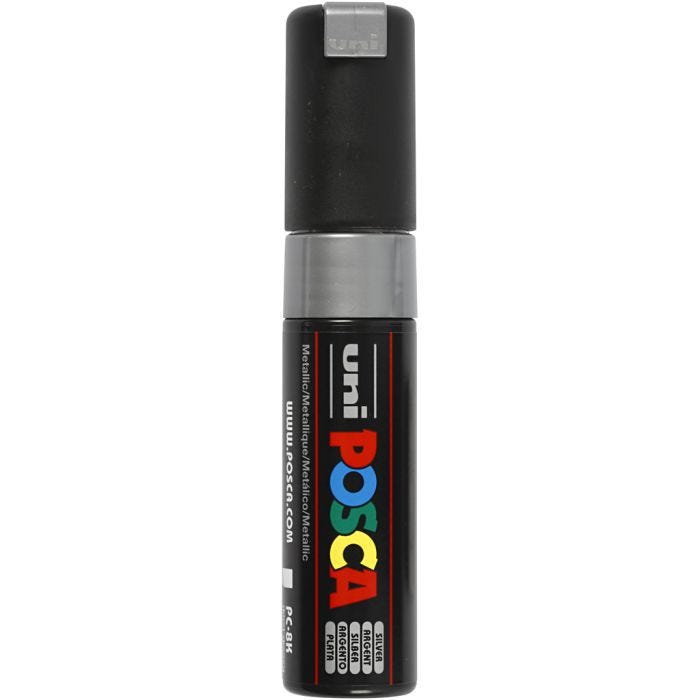 Posca Marker, PC-8K, paksuus 8 mm, broad, hopea, 1 kpl
