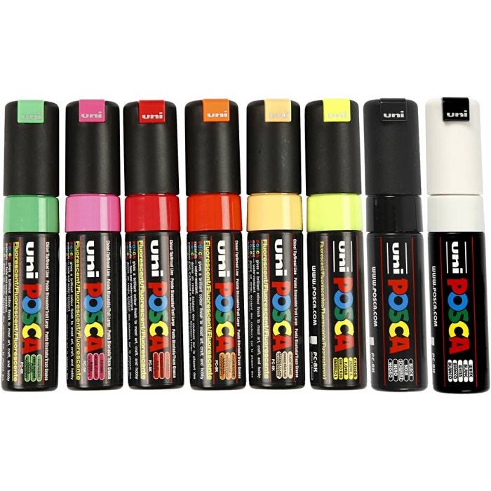 Posca Marker, nro PC-8K, paksuus 8 mm, värilajitelma, 8 kpl/ 1 pkt