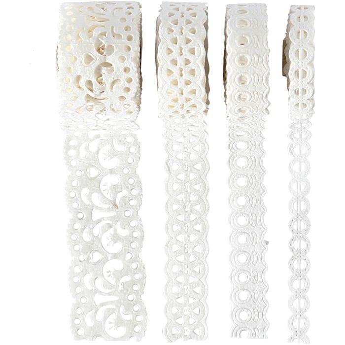 Paperipitsinauhat, Lev: 8-23 mm, valkoinen, 4x2 m/ 1 pkt